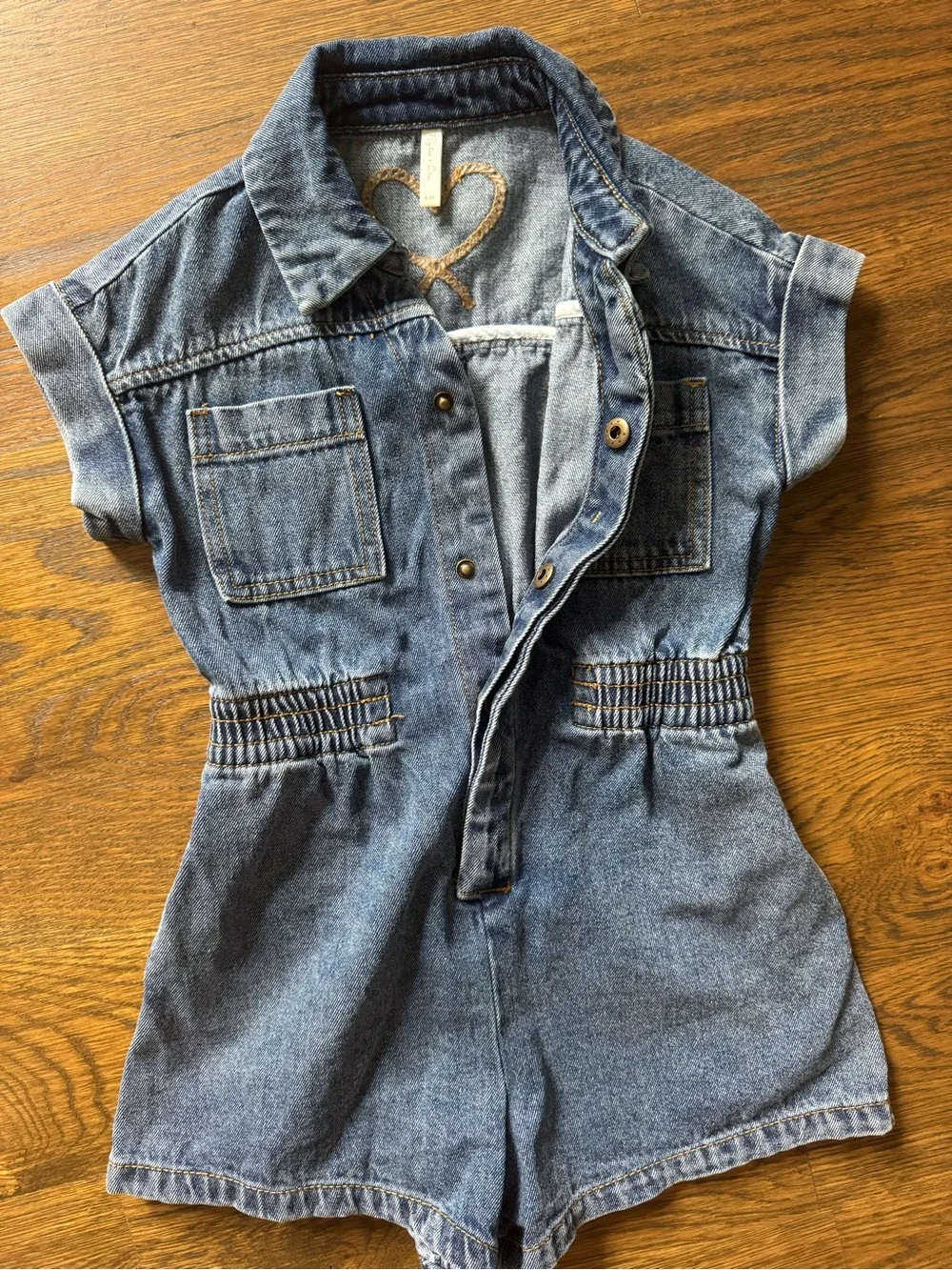 Rylee + Cru Utility Romper Indigo Denim Girls 6-7